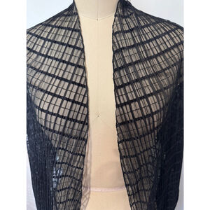 Women's Elana Kattan open front sheer lace mesh topper Cardigan, M, Black EUC